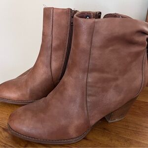 BareTraps Brown Leather Side-Zip Ankle Booties